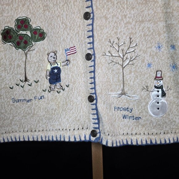 C.J. Banks Hand Embroidered "Seasons" Sweater 14W - Picture 4 of 11